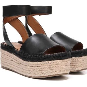 New Franco Sarto “Maisi” Black Leather Espadilles Womens size 7